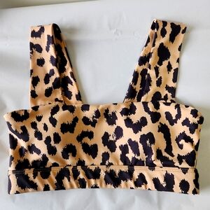 All Fenix Cheetah Print Black Tan Sports Bra S Removable Cup Pads Workout Top